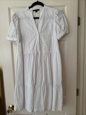 Brooks Brothers White Eyelet Midi Dress